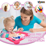 Toyshine Big Magic Pad Light Up LED Drawing Tablet with Stencils, 4 Neon Pens, Dry Eraser, Glow Boost Card - Pink