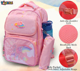 Toyshine Cloudy Unicorn High School College Backpacks for Teen Girls Boys Lightweight Bag with Pencil Pouch -Peach