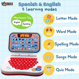 Toyshine Multifunction Contents Learning Kids Laptop Montessori Toy Child Education Game Fun and Learn Activity Children's Laptop-Red