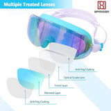 Spanker Swimming Goggles Wide View Anti-Fog Anti-UV Youth Swim Glasses Leak Proof,Green-Multi SSTP