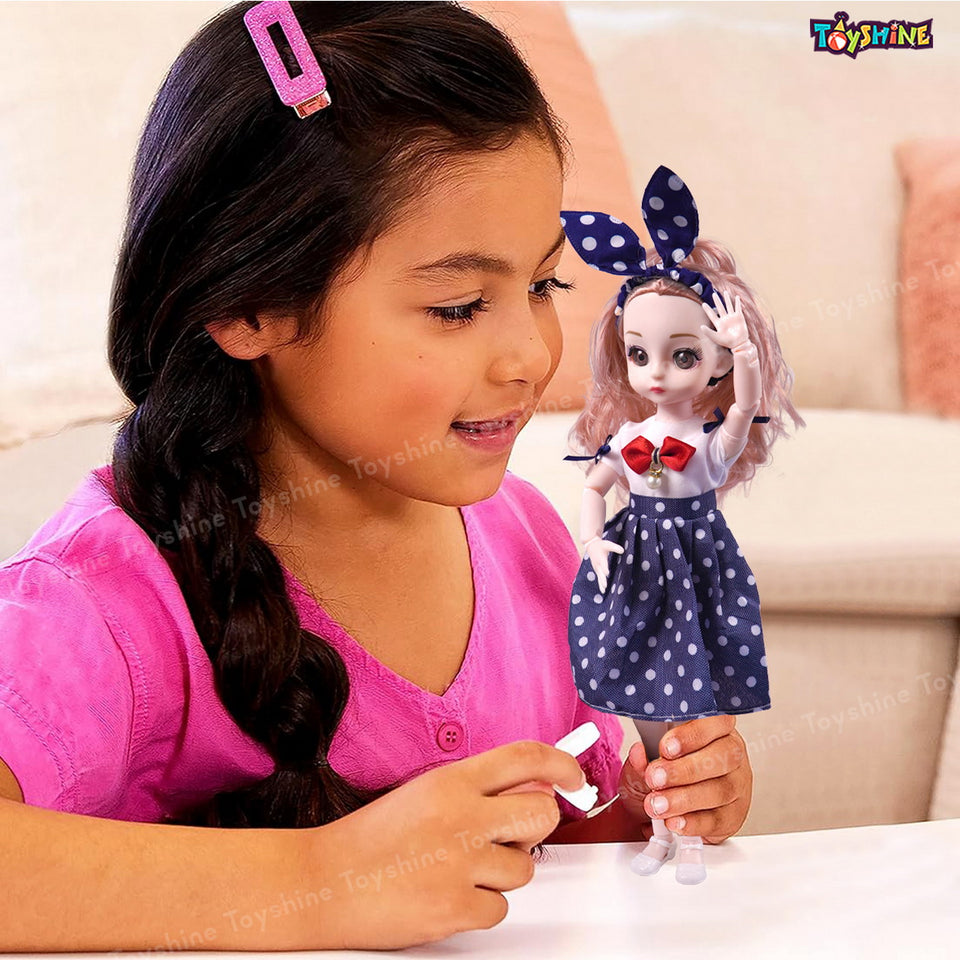 Toyshine Cute Alia Doll Super Wash Cleaning Play Toy Set with Movable Hands and Joints Pretend Play Kit Toys for Kids Role Play Set for Age 3+