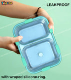 Toyshine Stainless Steel Bento Box for Kids Adults, 2 Compartments Sealed, Breathable Vent, Leak-proof Lunch Box, Keep Foods Separated Food Storage Container, Food-Safe Materials, 2 Compartments-Green
