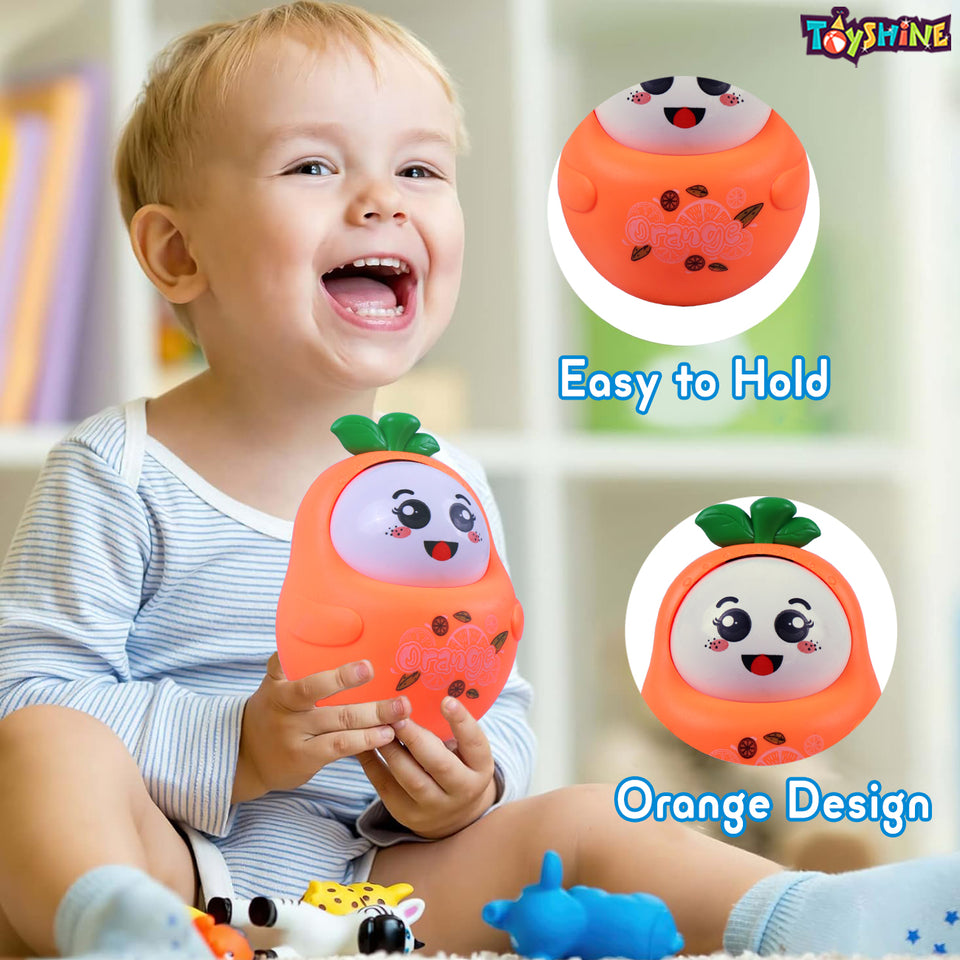Toyshine Roly Poly Push Shake Wobbling Tumbler Doll Toy with Musical Sound – Fun Play for Toddlers & Kids (Orange)