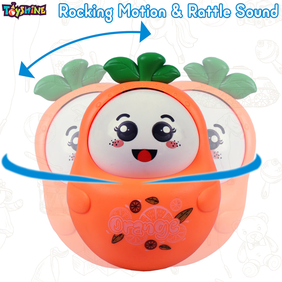 Toyshine Roly Poly Push Shake Wobbling Tumbler Doll Toy with Musical Sound – Fun Play for Toddlers & Kids (Orange)