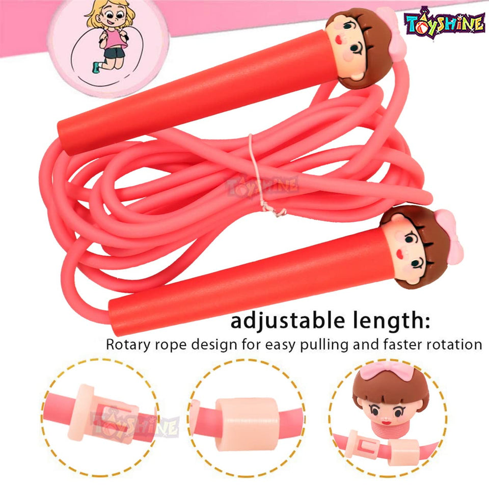 Toyshine Kids Skipping Rope Jump Rope, 6.5 ft Adjustable PVC Skipping Rope for Boys and Girls Fitness, Doll Bow - Mix Color