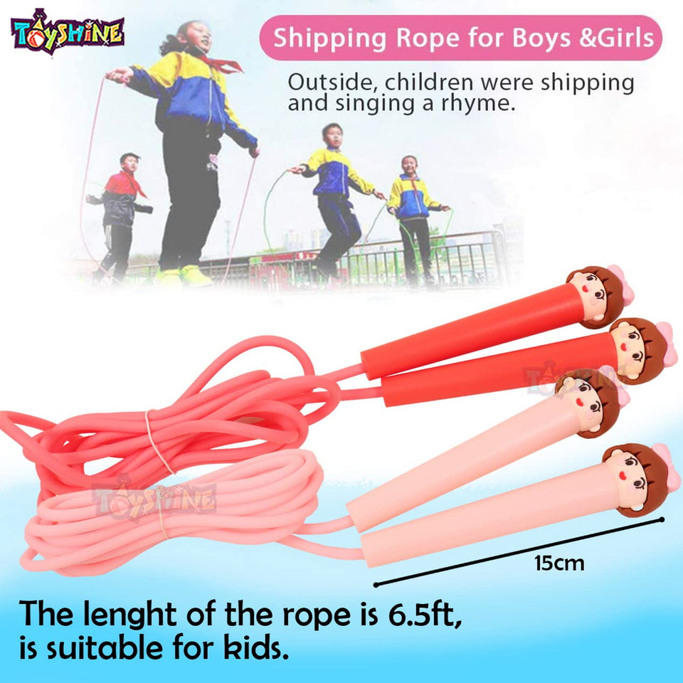 Toyshine Kids Skipping Rope Jump Rope, 6.5 ft Adjustable PVC Skipping Rope for Boys and Girls Fitness, Doll Bow - Mix Color