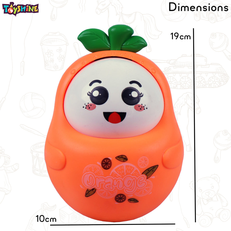 Toyshine Roly Poly Push Shake Wobbling Tumbler Doll Toy with Musical Sound – Fun Play for Toddlers & Kids (Orange)