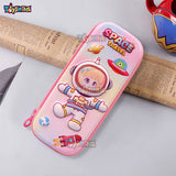 Toyshine Space Travel Hardtop Pencil Case with Multiple Compartments - Kids School Supply Organizer Students Stationery Box - Girls Pen Pouch- White