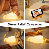 Toyshine Lying Duck Night Light Squishy Silicone 3 Level Dimmable LED Rechargeable Touch Lamp with timer function for Bedroom & Office