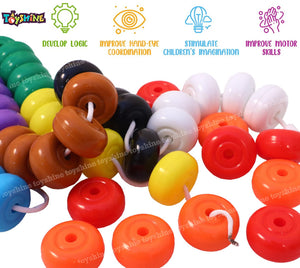 Toyshine Lacing Beads for Toddlers (50 Beads, 1 Strings, 10 Colors) - Educational Montessori Preschool Activities,Toddler Sensory Occupational Therapy Toys