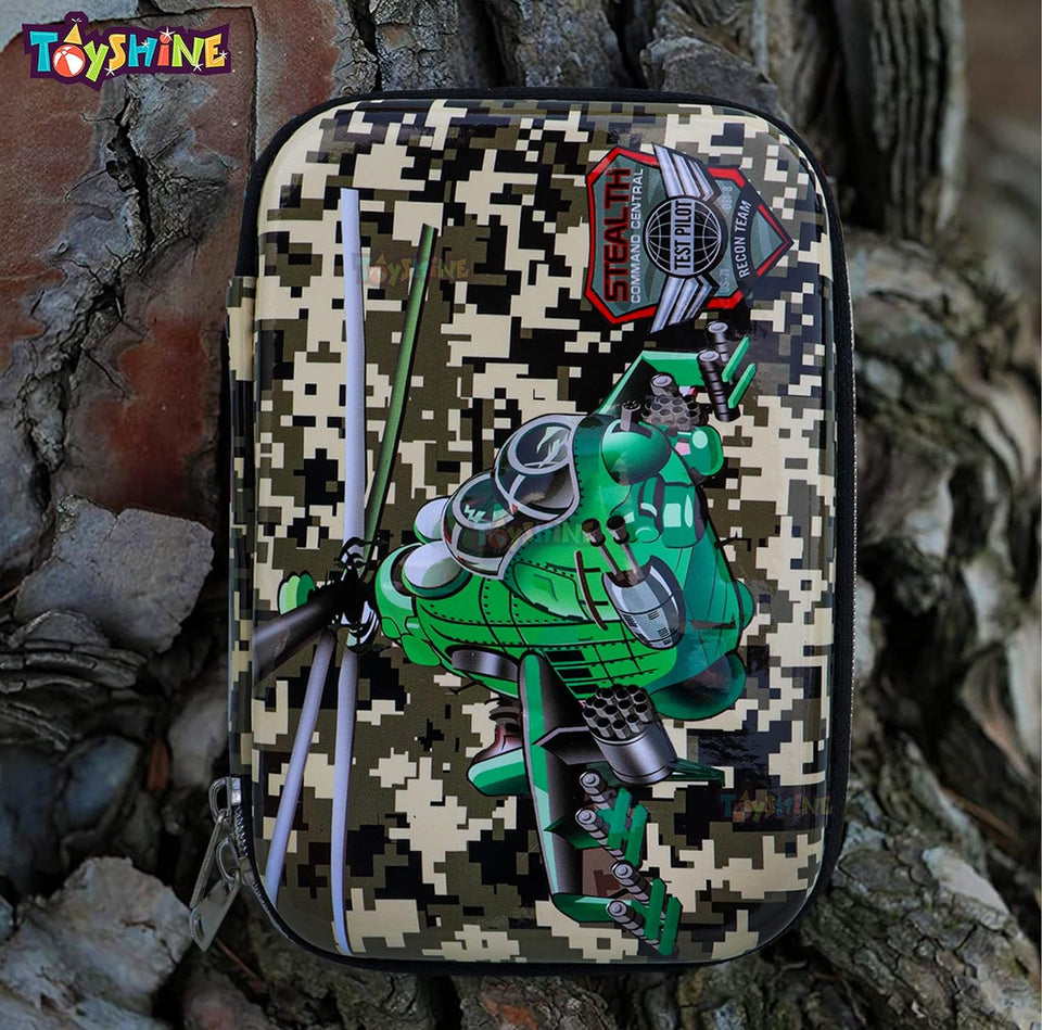 Toyshine Stealth Chopper Large Capacity Hardtop Pencil Case with Compartments for Kids