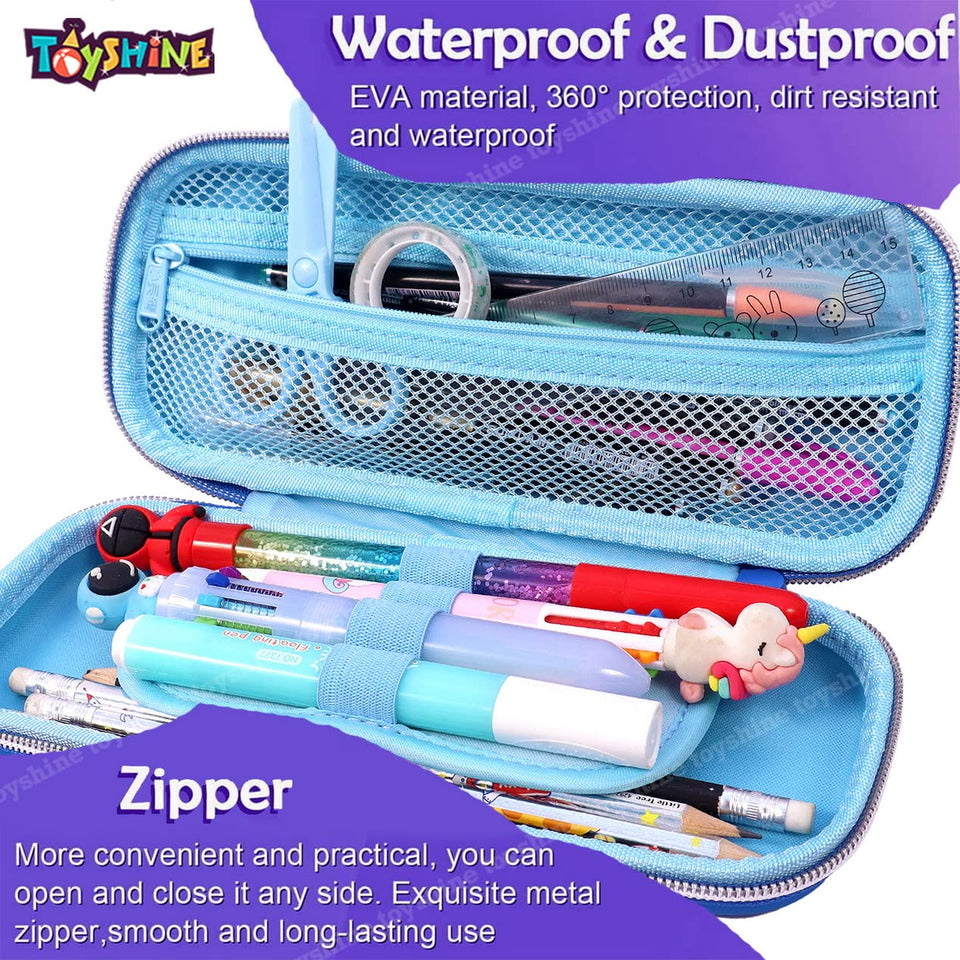 Toyshine Lovely Dinosaur Hardtop Pencil Case with Multiple Compartments - Kids School Supply Organizer Students Stationery Box - Girls Pen Pouch