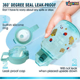 Toyshine Jumbo Tank 1200 ML Kids Water Bottle With Stainer, BPA Free Children's Drinkware with Button Lock, Green