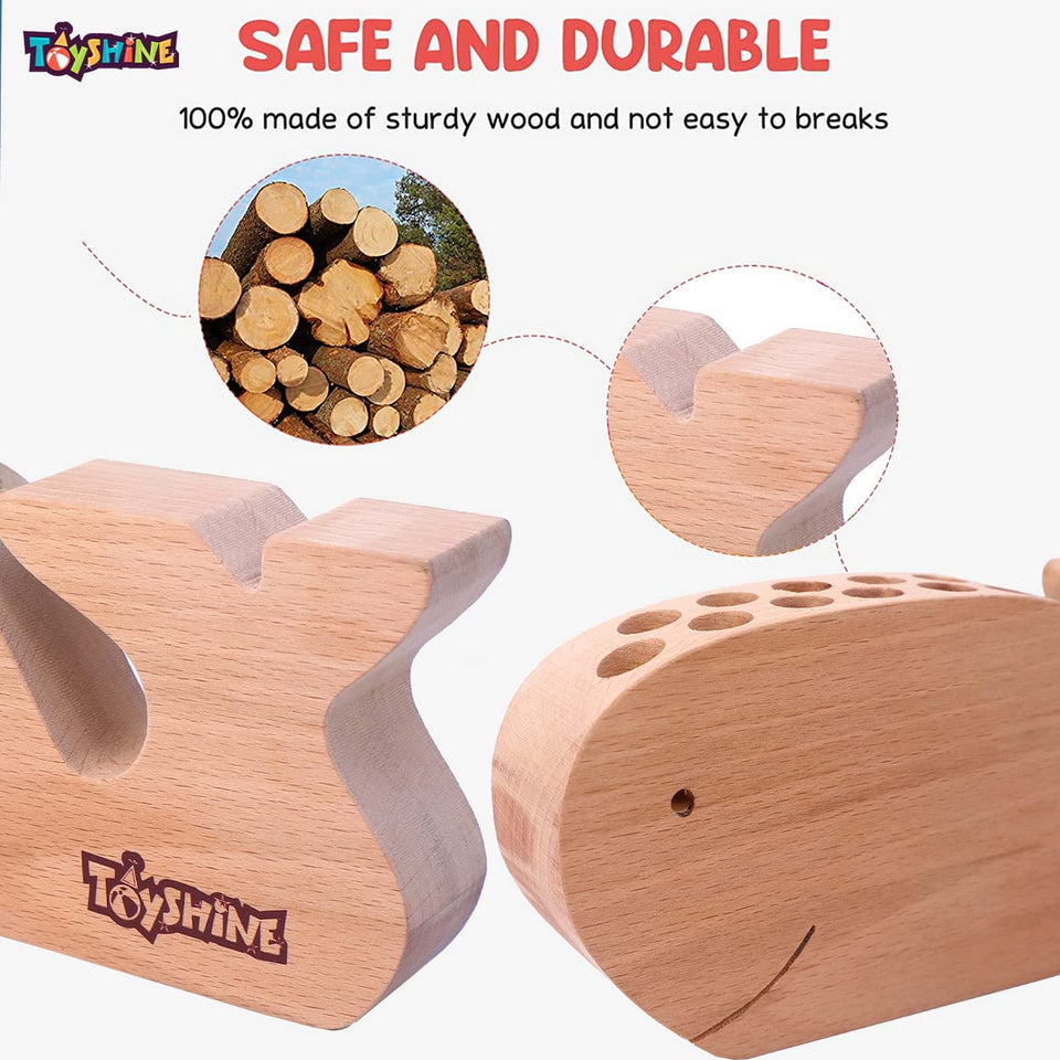 Toyshine Animal Shaped Wooden Pen Pencil Holder|Desk Organizer - Whale