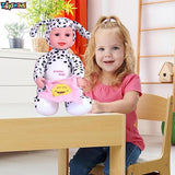 Toyshine 12" Peek-A-Boo Beautiful & Soft Plush Musical Laughing Doll inwith Moving Arms,Voice Activated Feature and Touch Sensor - Black Spots