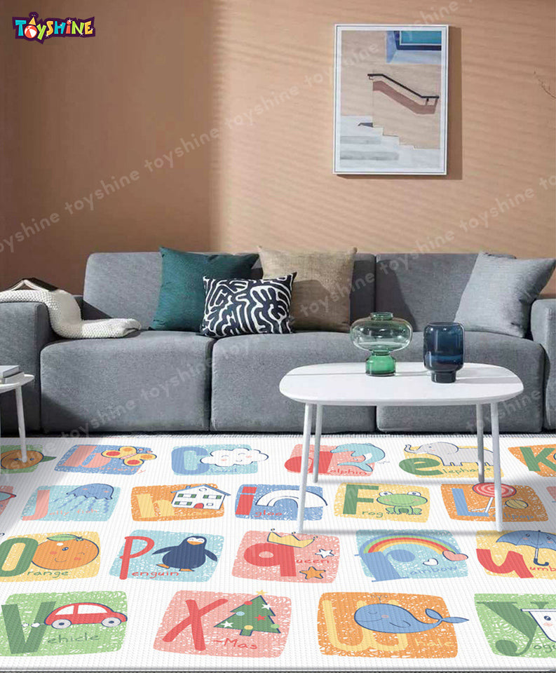 Toyshine 193cm x 176cm Baby Play Mat for Floor Extra Large Foam Play Mat for Baby Foldable Reversable Waterproof Gym Activity Crawling Mat Non Toxic - Alphabet with Animal Print