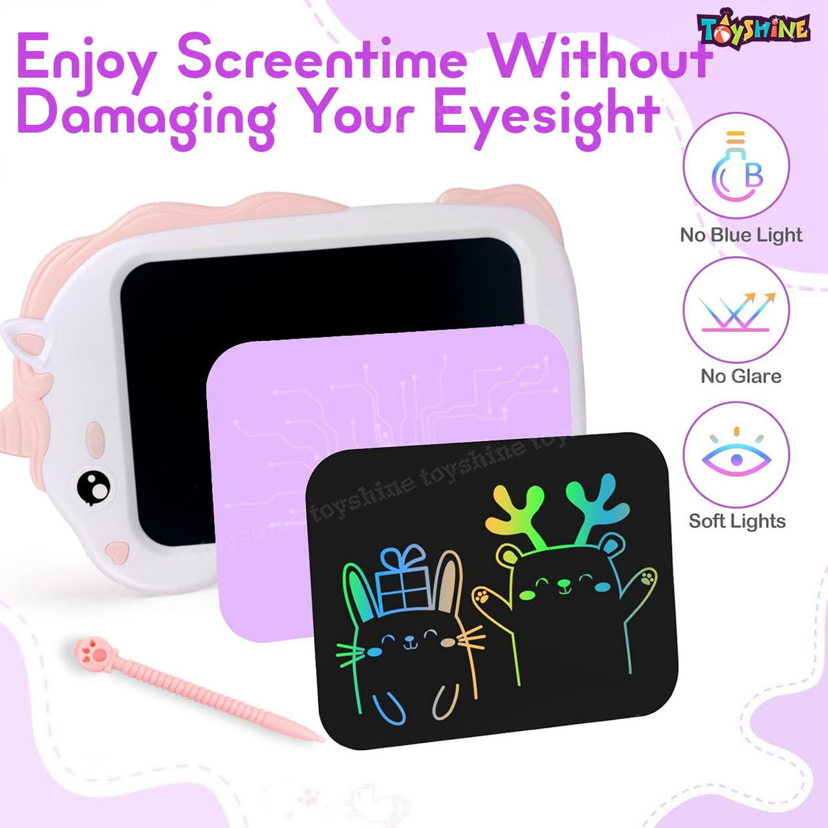 Toyshine Unicorn Design Writing Tablet for Kids, 8.5 Inches LCD Tab fo