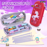 Toyshine 3D EVA Unicorn Pencil Pouch Large Capacity Pencil Pen Organizer Box Pouch Bag with Compartment Student Stationery Box for Age 3+ (Red)