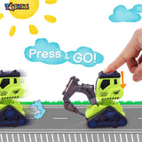 Toyshine Pack of 4 Plastic Construction Vehicle Automobile Car Toy Set, Friction Powered for Babies Toddlers Kids Boys Girls Age 3+ Years Old