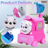 Toyshine Pack of 4 Train Shape Manual Handheld Easy to Operate Pencil Sharpener inbuilt with Stronger Helical Blade for Kids and Artists - Multicolor