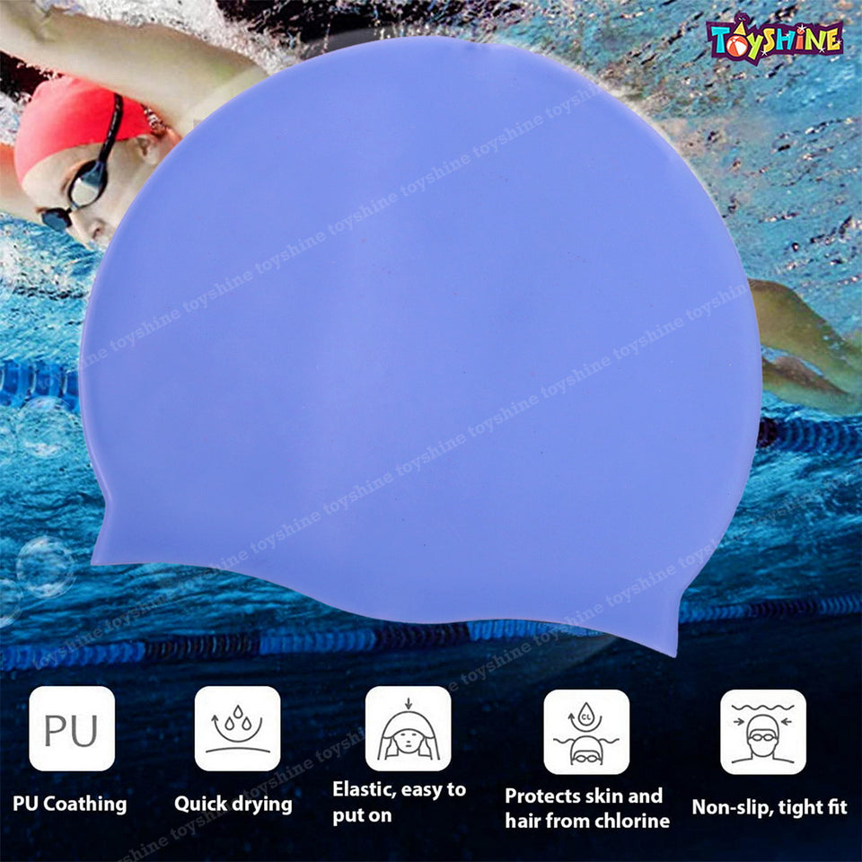 Toyshine Unisex Adult Silicone Swim Cap Non-Slip Swimming Cap for Long and Short Hair (Pack of 3), Color May Vary SSTP