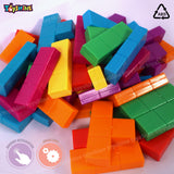 Toyshine Plastic Tetris Puzzle Brain Teaser Toy Colorful Tumbling Tower Stacking Game Montessori Intelligence Educational Gift for Kids Boys Girls