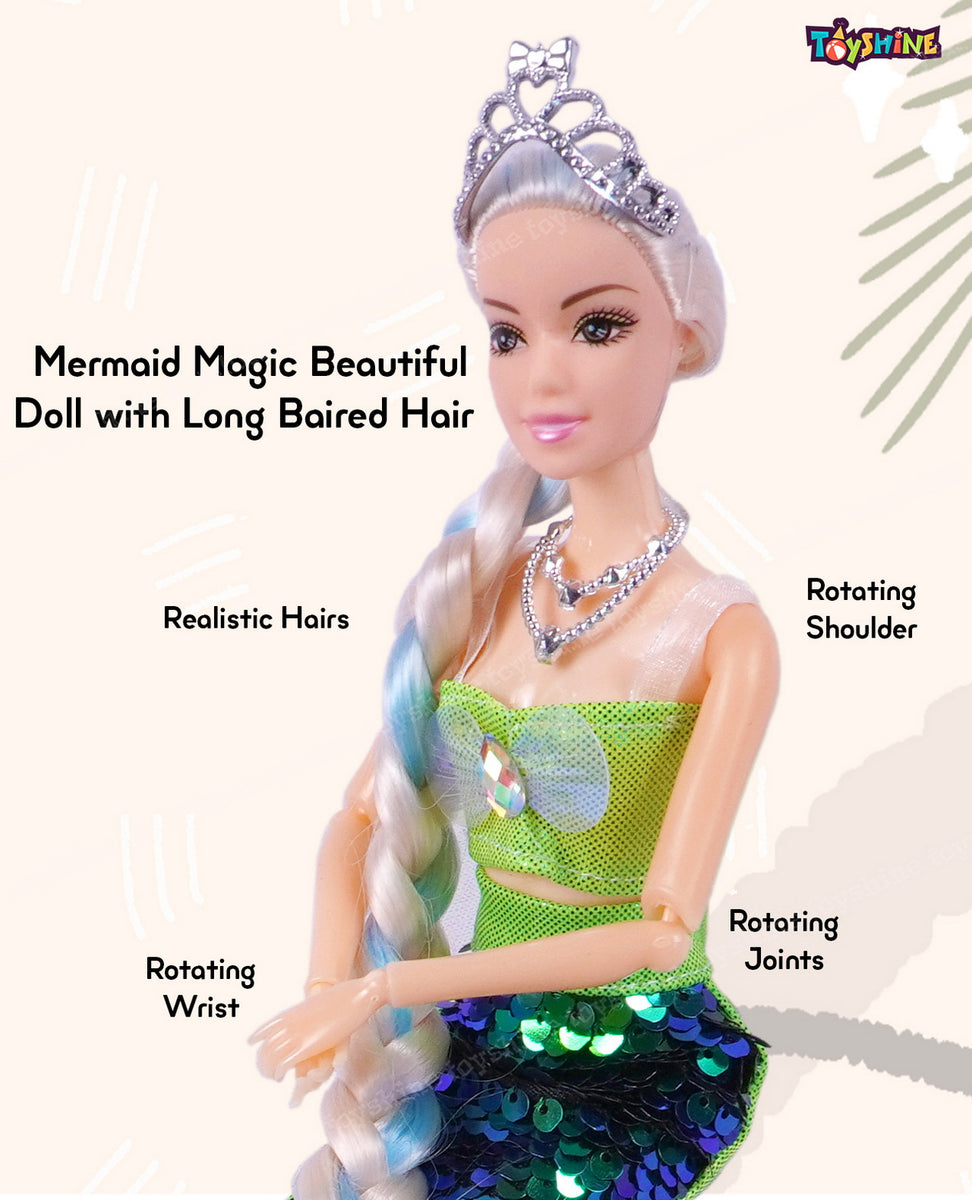 Toyshine Mermaid Magic Beautiful Doll with Long Baired Hair Pretend Pl