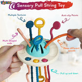 Toyshine Baby Ellie Sensory Montessori Food Grade Silicone Pull String Activity Toy for Teething Play Adventure Travel-Friendly Perfect for 6+ Months - UFO