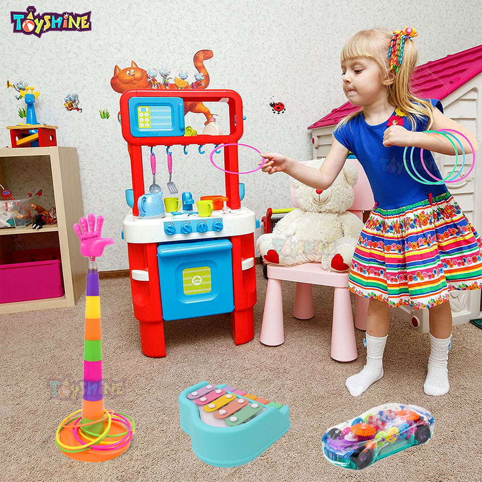 Toyshine Combo Pack of 3 Toys | Ring Toss, Concept car and Musical Xylophone