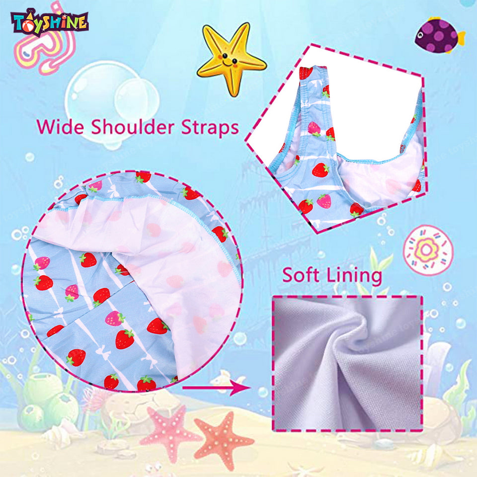 Toyshine Swimming Costume1 Pc Suit for Baby Girls 3-4 yrs (Pack of 2) Color and Design May Vary SSTP- Multicolour