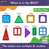 Toyshine 28 Pc Magnetic Tiles Building Block Constructing & Creative Learning Educational Toy Stem Kit for 3+ yrs