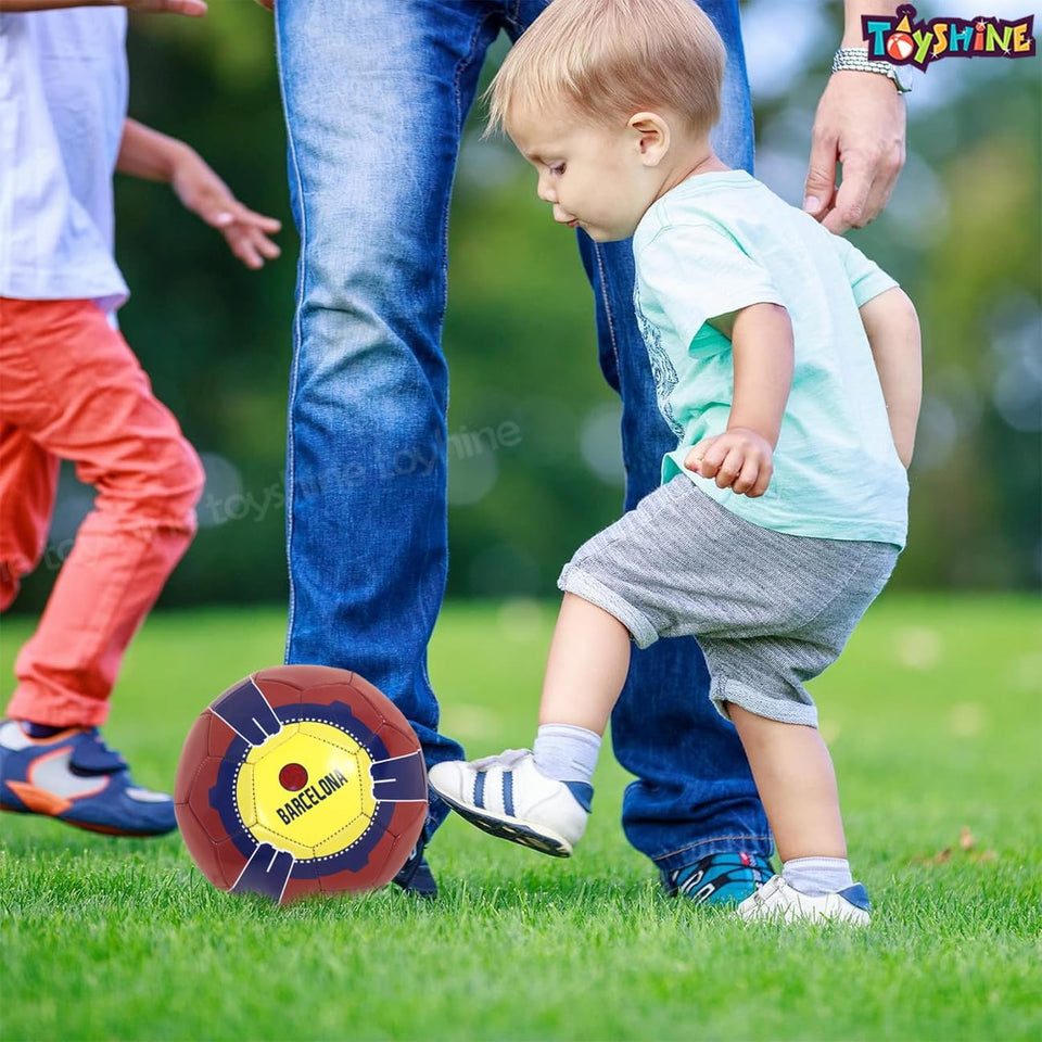 Toyshine Speed-Up Barcelona Football Soccer with Netbag and Pump,Size 5, 4-12 Year - Multicolor