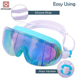 Spanker Swimming Goggles Wide View Anti-Fog Anti-UV Youth Swim Glasses Leak Proof,Green-Multi SSTP