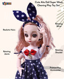 Toyshine Cute Alia Doll Super Wash Cleaning Play Toy Set with Movable Hands and Joints Pretend Play Kit Toys for Kids Role Play Set for Age 3+