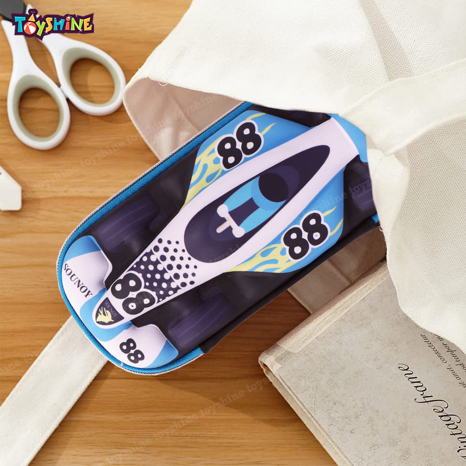 Toyshine 88 Racer Hardtop Pencil Case with Compartments - Kids Large Capacity School Supply Organizer Students Stationery Box - Girls Boys Pen Pouch- Light Green