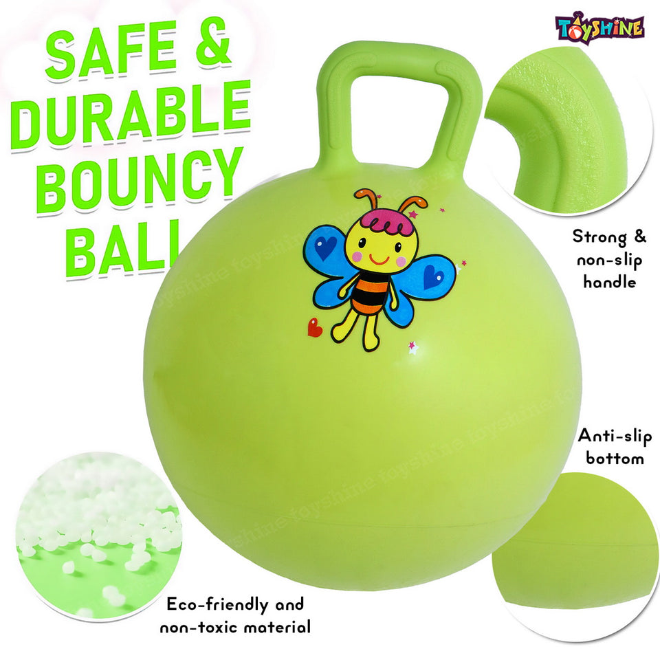 Toyshine Hopper Ball 45cm for Kids Ages: 3-6 Inflatable Hopping Balls Jumping Therapy Ball Toys Sit and Bounce Ball with Handle - Green