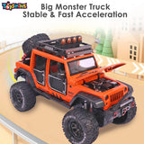 Toyshine 1:24 4WD Off Road Die Cast, Opening Doors, Vehicle Toy Car, Music and Lights - Orange
