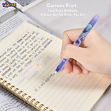 Toyshine 6 Set Cartoon Print Fine Point Refillable 0.5 mm Gel Ink Roller Pen Set Return Gift Birthday Party Favor Kids Stationery