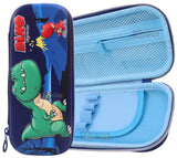Toyshine Hardtop Pencil Case with Multiple Compartments - Kids School Supply Organizer Students Stationery Box - Girls Pen Pouch- Dino Blue