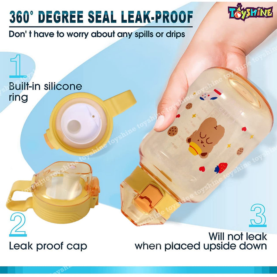 Toyshine Jumbo Tank 1200 ML Kids Water Bottle With Stainer, BPA Free Children's Drinkware with Button Lock, Yellow