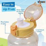 Toyshine Jumbo Tank 1200 ML Kids Water Bottle With Stainer, BPA Free Children's Drinkware with Button Lock, Yellow