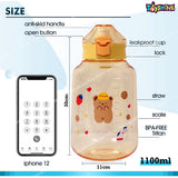 Toyshine Jumbo Tank 1200 ML Kids Water Bottle With Stainer, BPA Free Children's Drinkware with Button Lock, Yellow