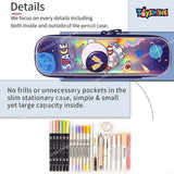Toyshine Easy Carry Slim Ultra Strong Pencil Case with Multiple Compartments, Kids School Supply Organizer Students Stationery Box Boys Girls Pen Pouch- Astronaut Blue