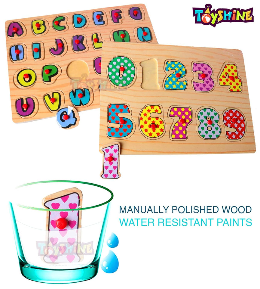 Toyshine Wooden ABC ABD 123 Letters and Numbers Puzzle Toy, Educational and Learning Toy - Set 1