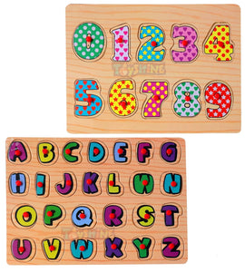 Toyshine Wooden ABC ABD 123 Letters and Numbers Puzzle Toy, Educational and Learning Toy - Set 1
