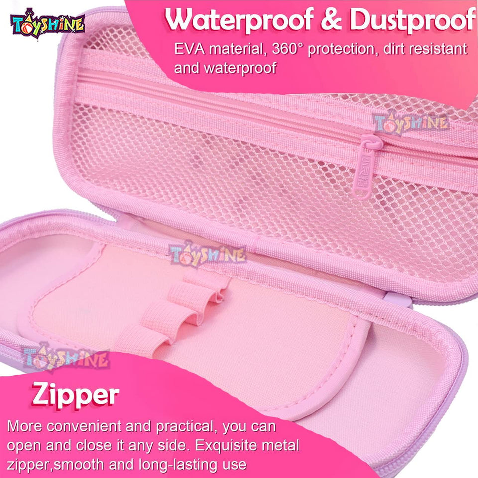 Toyshine Space Travel Hardtop Pencil Case with Multiple Compartments - Kids School Supply Organizer Students Stationery Box - Girls Pen Pouch- White