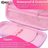 Toyshine Space Travel Hardtop Pencil Case with Multiple Compartments - Kids School Supply Organizer Students Stationery Box - Girls Pen Pouch- White