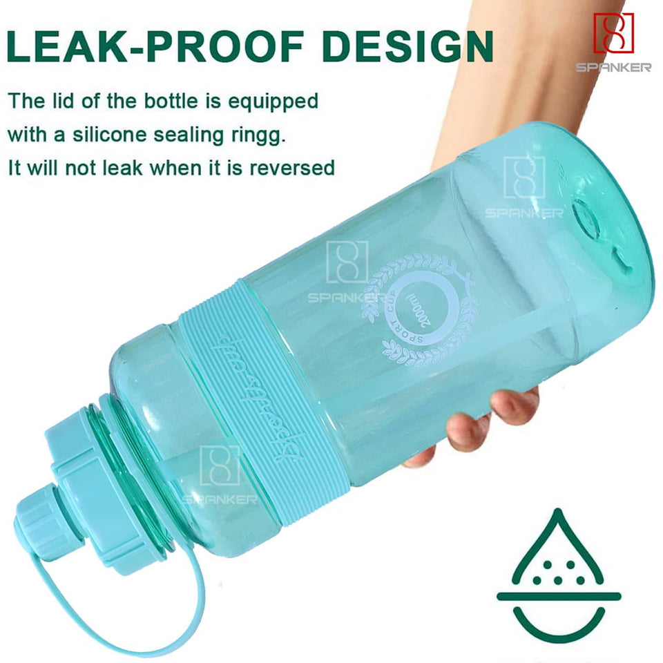 Spanker Sports Water Bottle 1.5 L / 55 OZ Half Gallon Carry Handle Big Water Jug For Sport | Ecofriendly, Plastic, Leakproof- Green