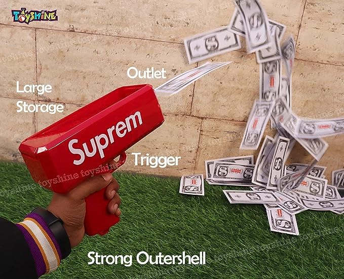 Toyshine Money Gun Cash Gun Super Gun Spray Gun Dollar Gun Cash Toy Shooter  Toy Gun C