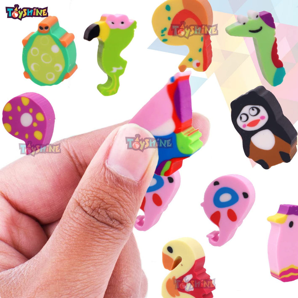 Toyshine 3 in 1 Stationery Combo-Hardtop Pencil Case with Colorful Erasers and 8 Pcs Water Erasable Markers for Kids